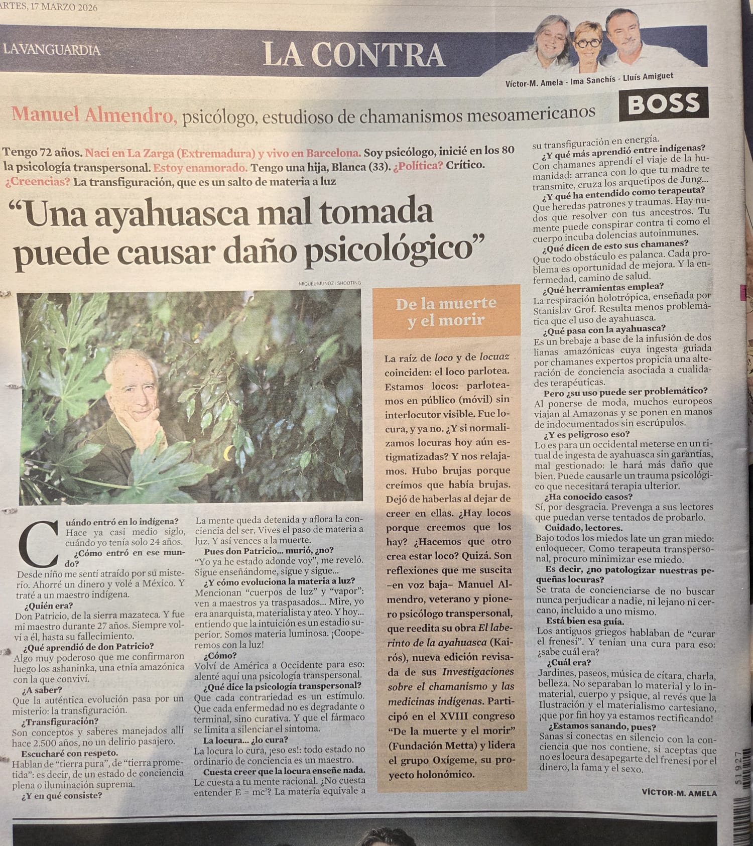 Entrevista A Manuel Almendro En La Contra De La Vanguardia.